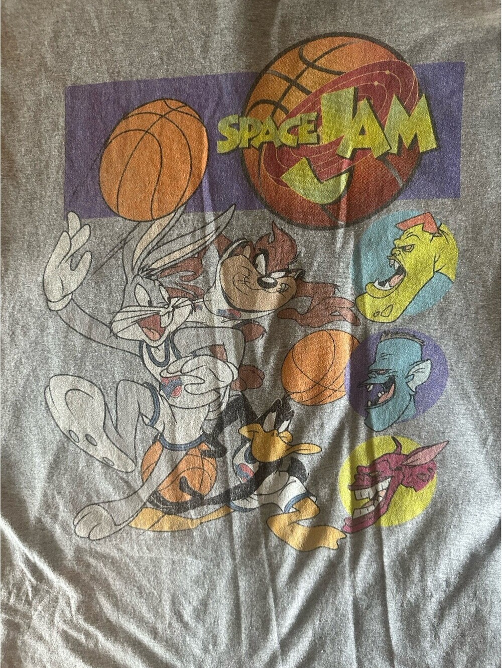 Looney Tunes Space Jam Style Graphic T Shirt Bugs Bunny Taz Size L Retro 90s